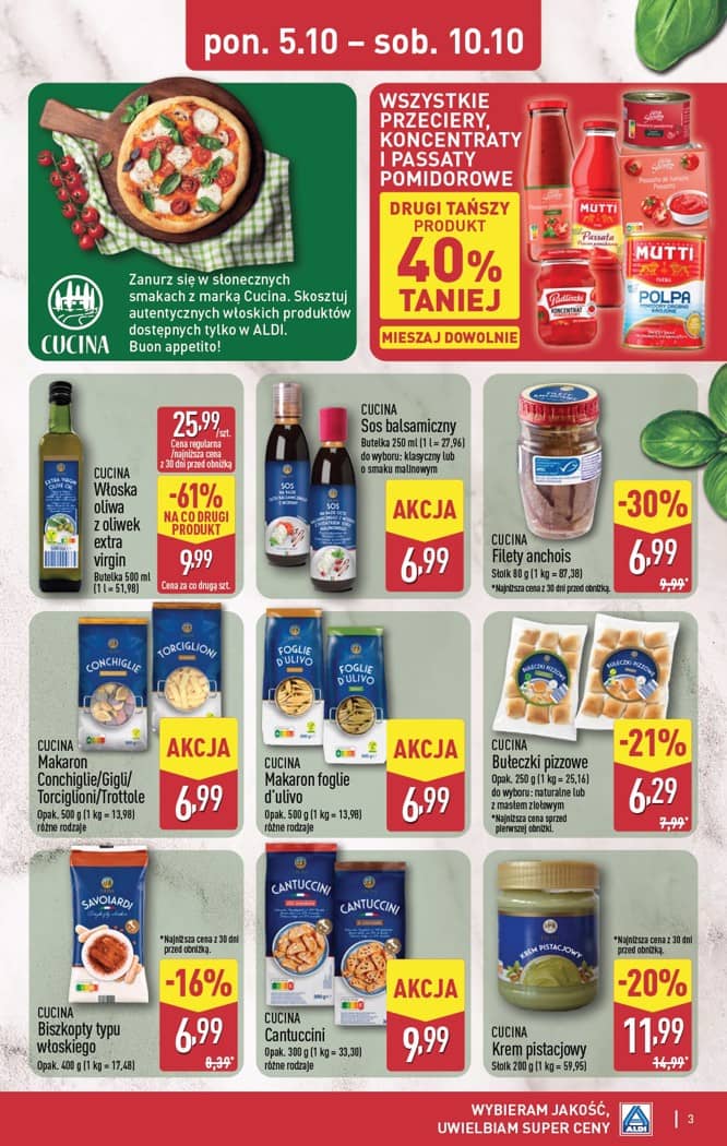 Aldi - Smakowita podróż do Włoch od poniedziałku 5.10 do soboty 10.10 3 puslapis