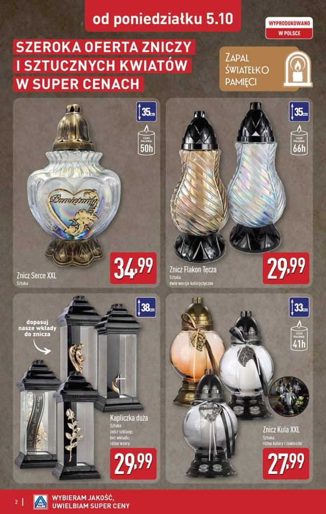 Aldi - Szeroka oferta zniczy w super cenach od poniedziałku 5.10 2 puslapis