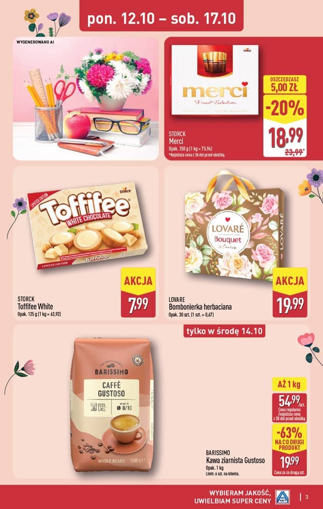 Aldi - Szeroka oferta upominków na dzień nauczyciela od poniedziałku 12.10 do soboty 17.10 3 puslapis