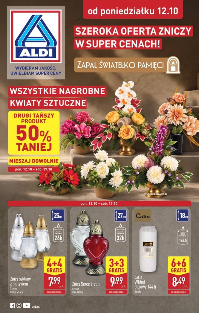 Aldi - Szeroka oferta zniczy w super cenach od poniedziałku 12.10 1 puslapis