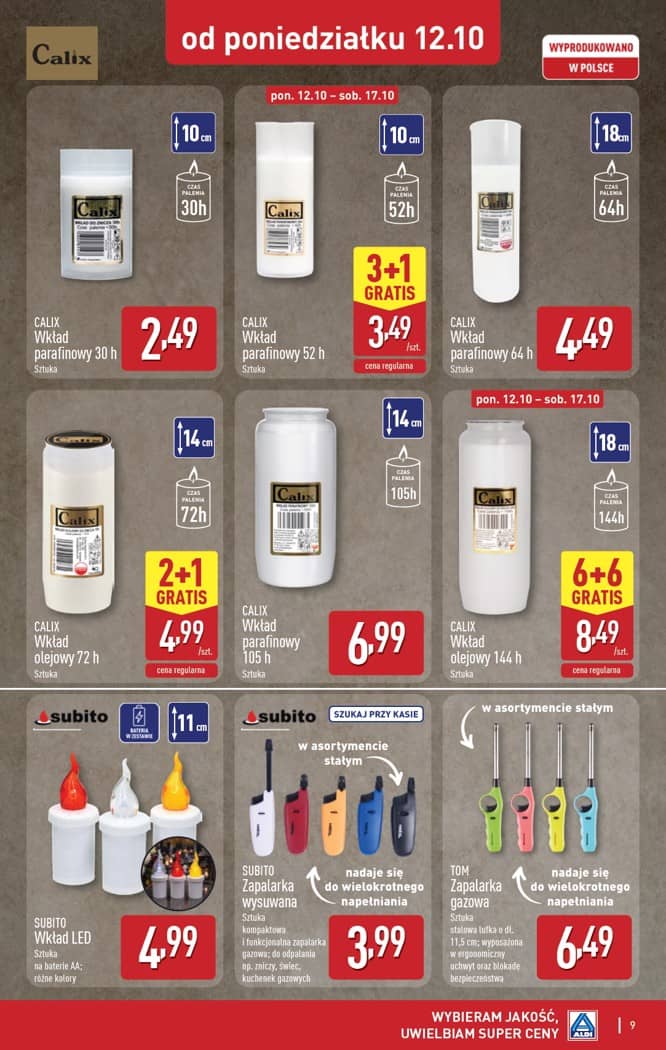 Aldi - Szeroka oferta zniczy w super cenach od poniedziałku 12.10 9 puslapis