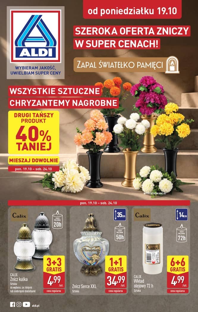 Aldi - Szeroka oferta zniczy w super cenach od poniedziałku 12.10 1 puslapis