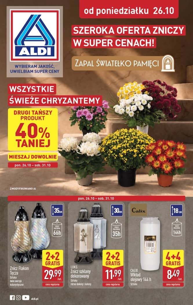 Aldi - Szeroka oferta zniczy w super cenach od poniedziałku 26.10 1 puslapis
