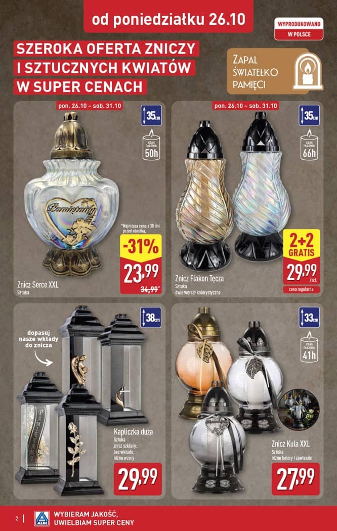 Aldi - Szeroka oferta zniczy w super cenach od poniedziałku 26.10 2 puslapis