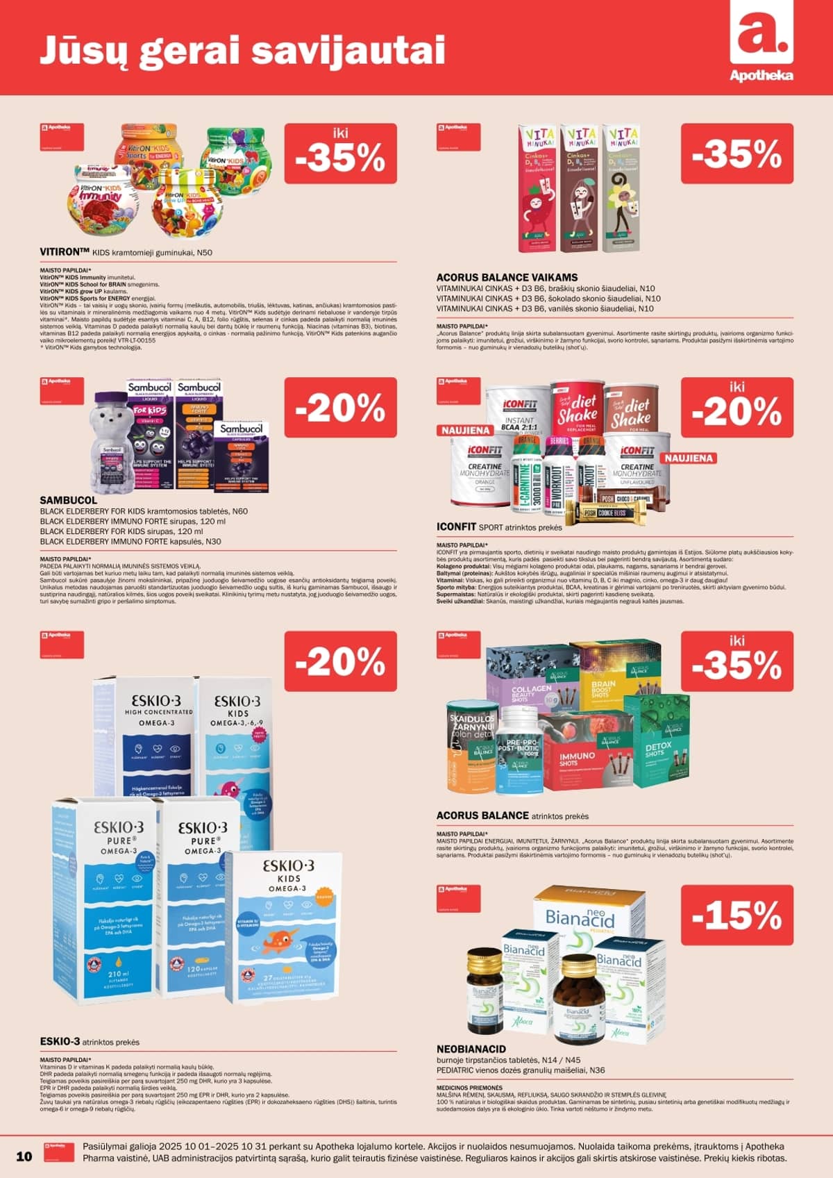 Apotheka - Apotheka vaistinės akcijų leidinys | 2025-10-01 - 2025-10-31 10 puslapis