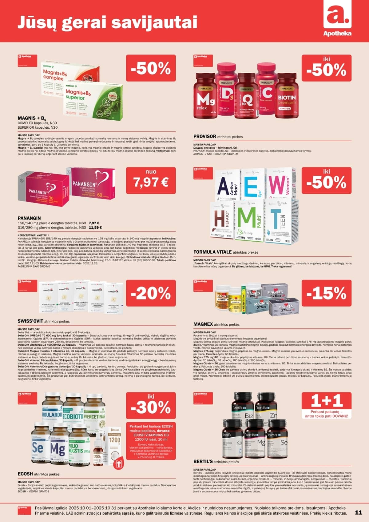 Apotheka - Apotheka vaistinės akcijų leidinys | 2025-10-01 - 2025-10-31 11 puslapis
