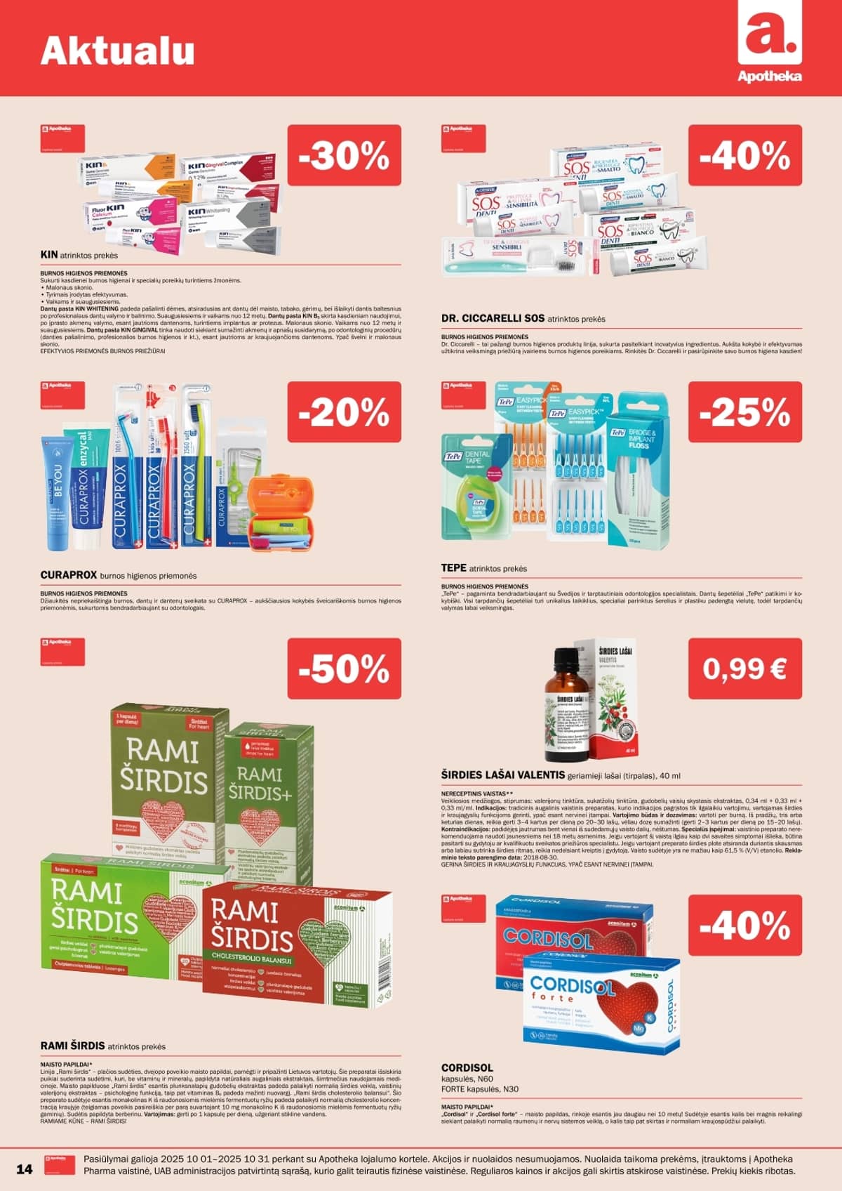 Apotheka - Apotheka vaistinės akcijų leidinys | 2025-10-01 - 2025-10-31 14 puslapis