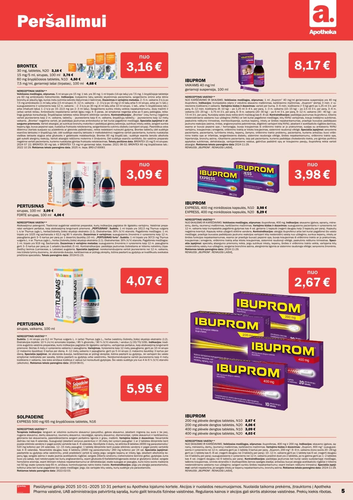 Apotheka - Apotheka vaistinės akcijų leidinys | 2025-10-01 - 2025-10-31 5 puslapis