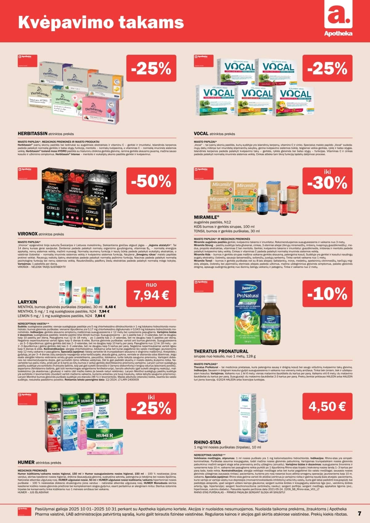 Apotheka - Apotheka vaistinės akcijų leidinys | 2025-10-01 - 2025-10-31 7 puslapis