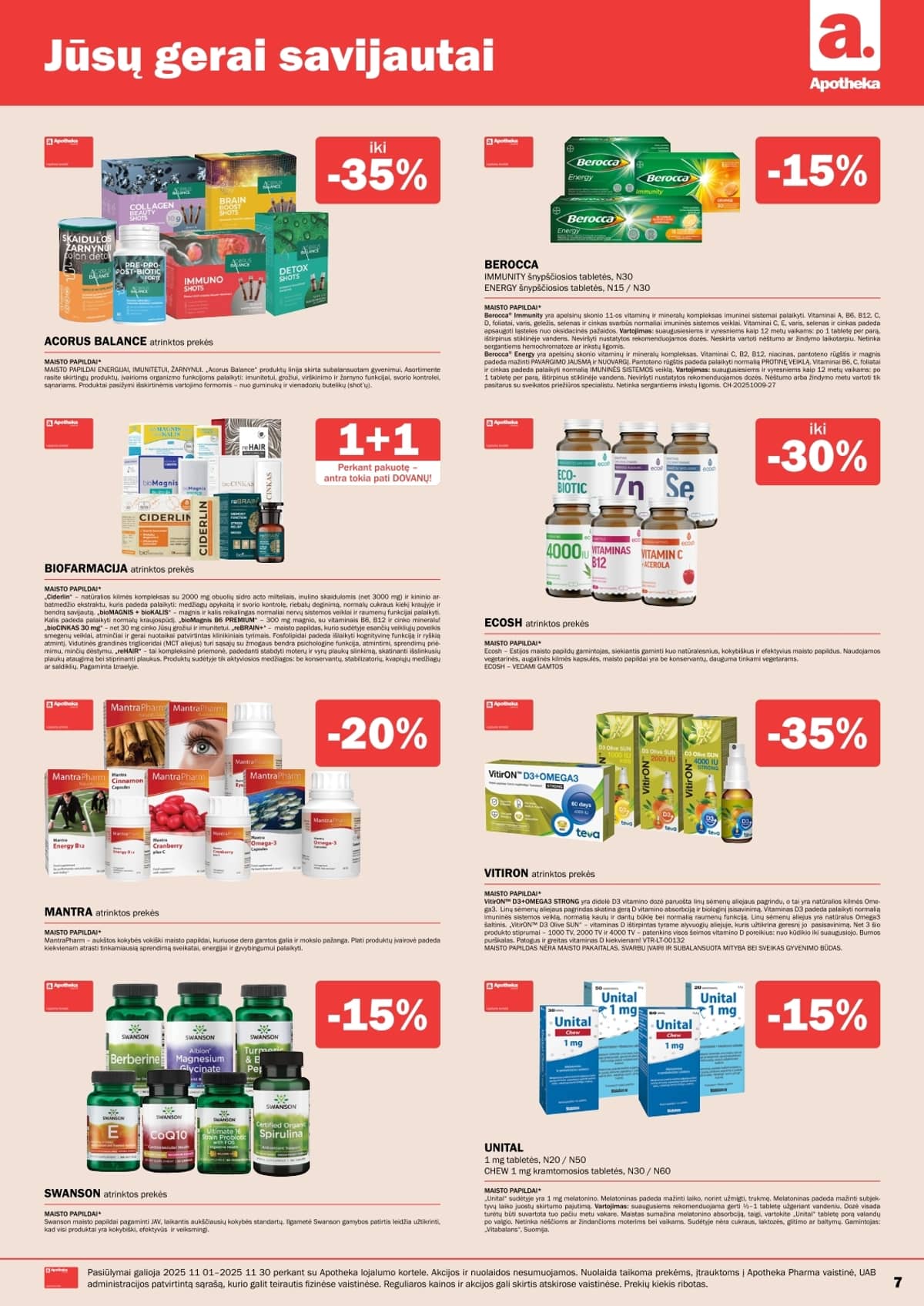 Apotheka - Apotheka vaistinės akcijos / Lapkritis 7 puslapis