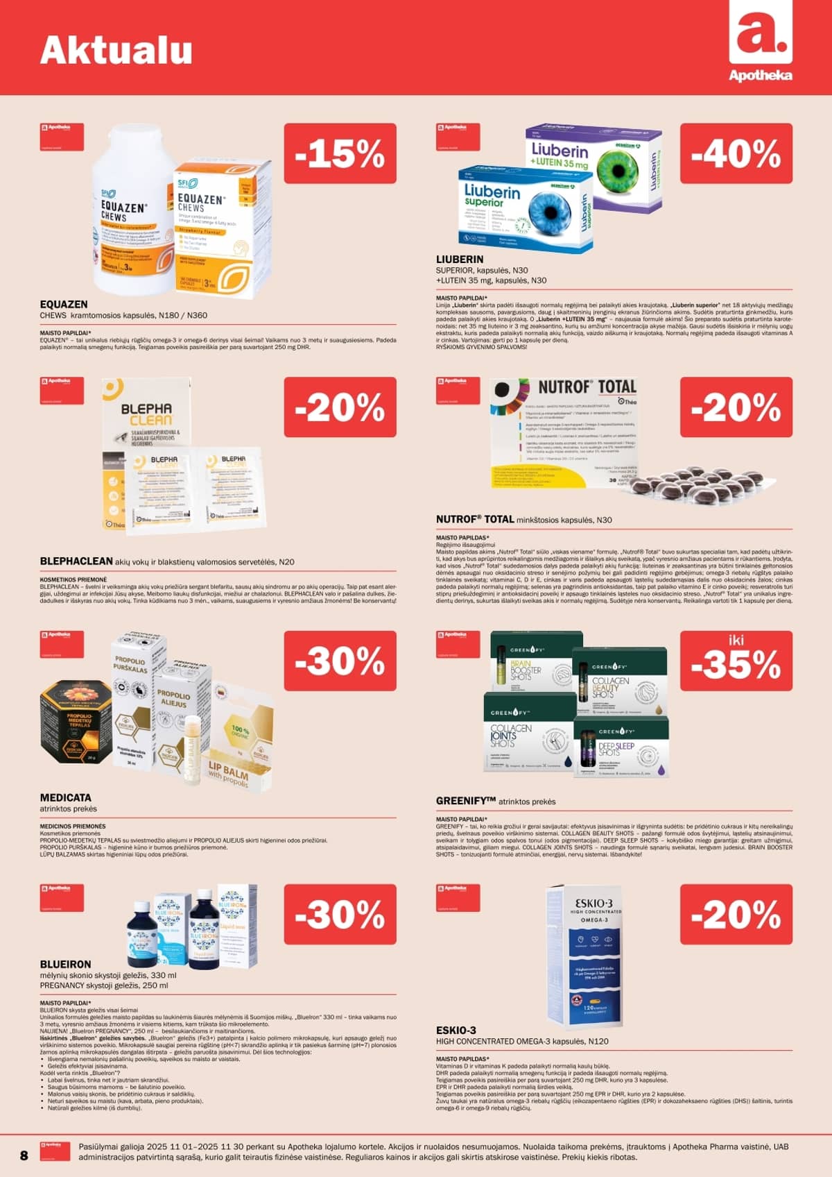 Apotheka - Apotheka vaistinės akcijos / Lapkritis 8 puslapis