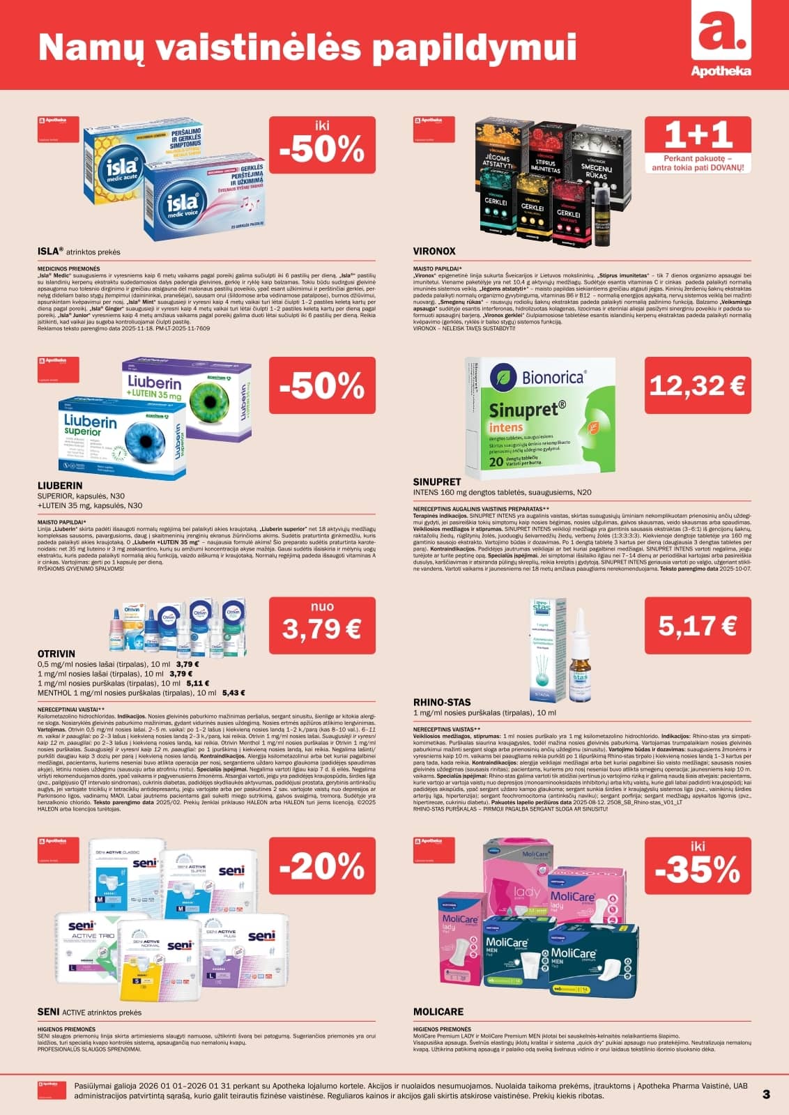 Apotheka - Apotheka vaistinės akcijos / Sausis 3 puslapis