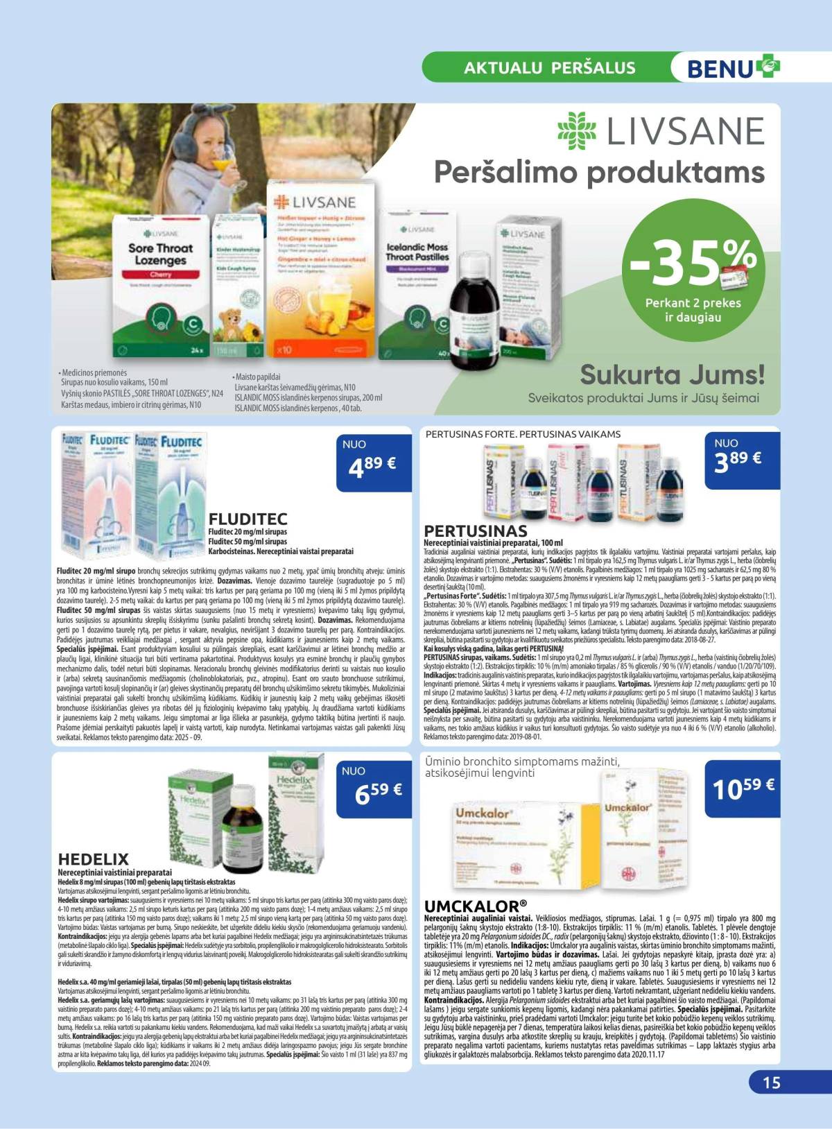 Benu - Benu vaistinė akcijų leidinys | 2025-12-01 - 2025-12-31 15 puslapis