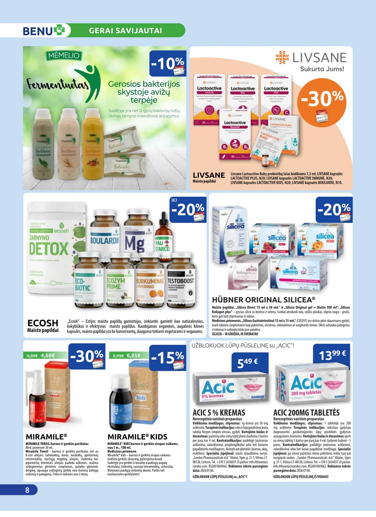 Benu - BENU mėnesio akcijų leidinys | 2026-04-01 - 2026-04-30 8 puslapis