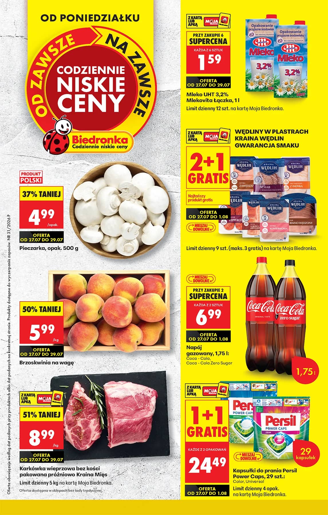 Biedronka - Codziennie niskie ceny P - oferta od 27.07 1 puslapis
