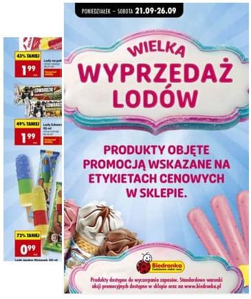 Biedronka - Wielka wyprzedaż lodów -  od 21.09 2026-09-21 – 2026-09-26