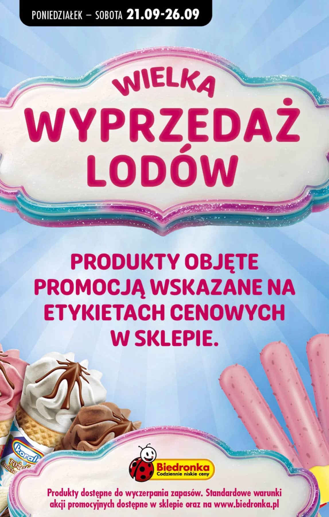 Biedronka - Wielka wyprzedaż lodów -  od 21.09 1 puslapis
