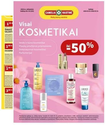 Camelia - Camelia vaistinė akcijų leidinys | 2026-03-02 - 2026-03-31 2026-03-02 – 2026-03-31