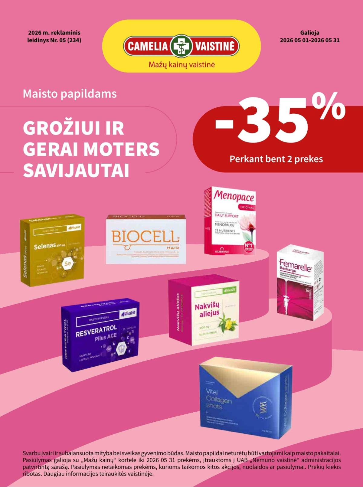 Camelia - Camelia vaistinė akcijų ir nuolaidų leidinys | 2026-05-01 - 2026-05-31 1 puslapis