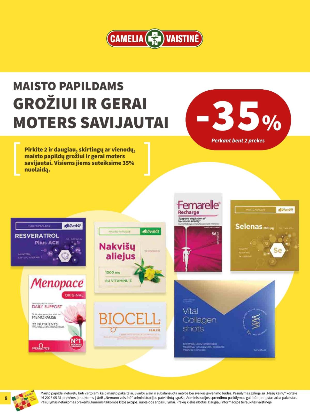 Camelia - Camelia vaistinė akcijų ir nuolaidų leidinys | 2026-05-01 - 2026-05-31 8 puslapis
