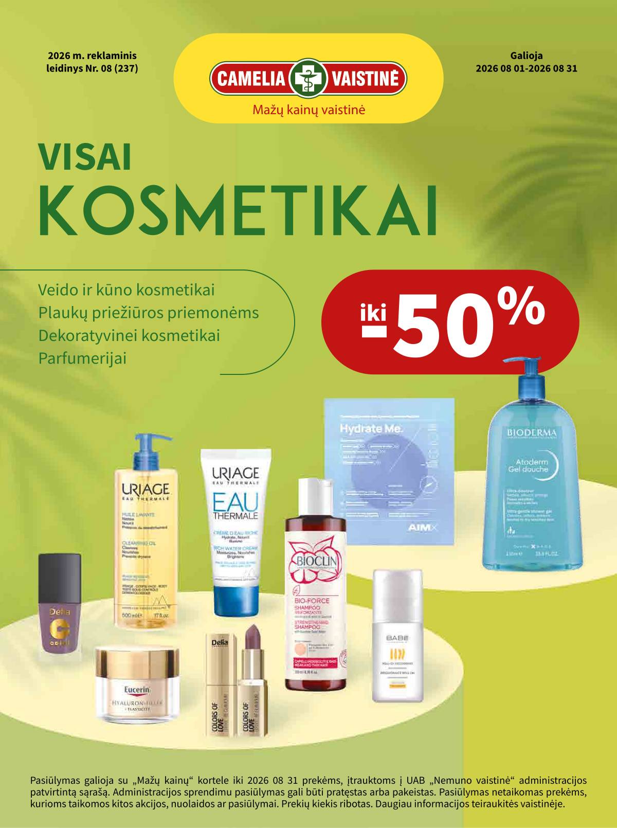 Camelia - Camelia vaistinė rugpjūčio mėn. akcijų leidinys | 2026-08-01 - 2026-08-31 1 puslapis