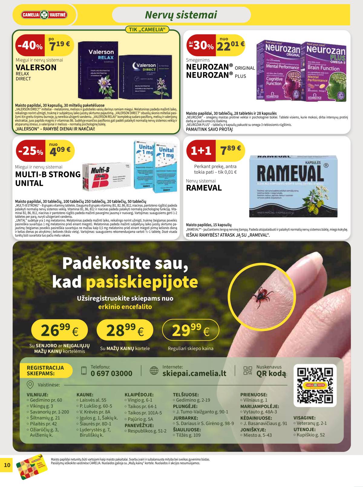 Camelia - Camelia vaistinė rugpjūčio mėn. akcijų leidinys | 2026-08-01 - 2026-08-31 10 puslapis