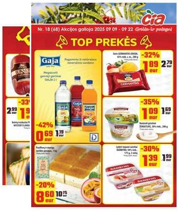 Čia Market - ČIA MARKET akcijų leidinys Nr. 18 (68) 2025-09-09 – 2025-09-22