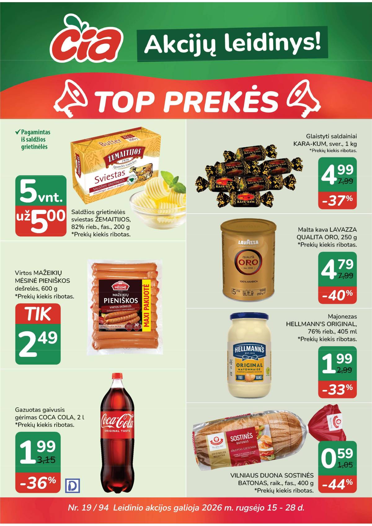 Čia Market - ČIA MARKET akcijų leidinys Nr. 19 (94) 1 puslapis