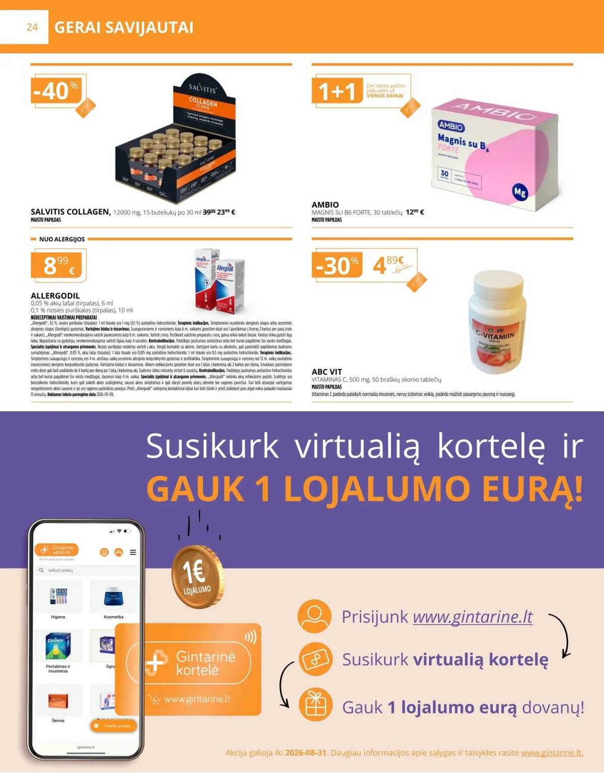 Gintarinė vaistinė - GINTARINĖ vaistinė rugpjūčio mėn. akcijų leidinys | 2026-08-01 - 2026-08-31 24 puslapis
