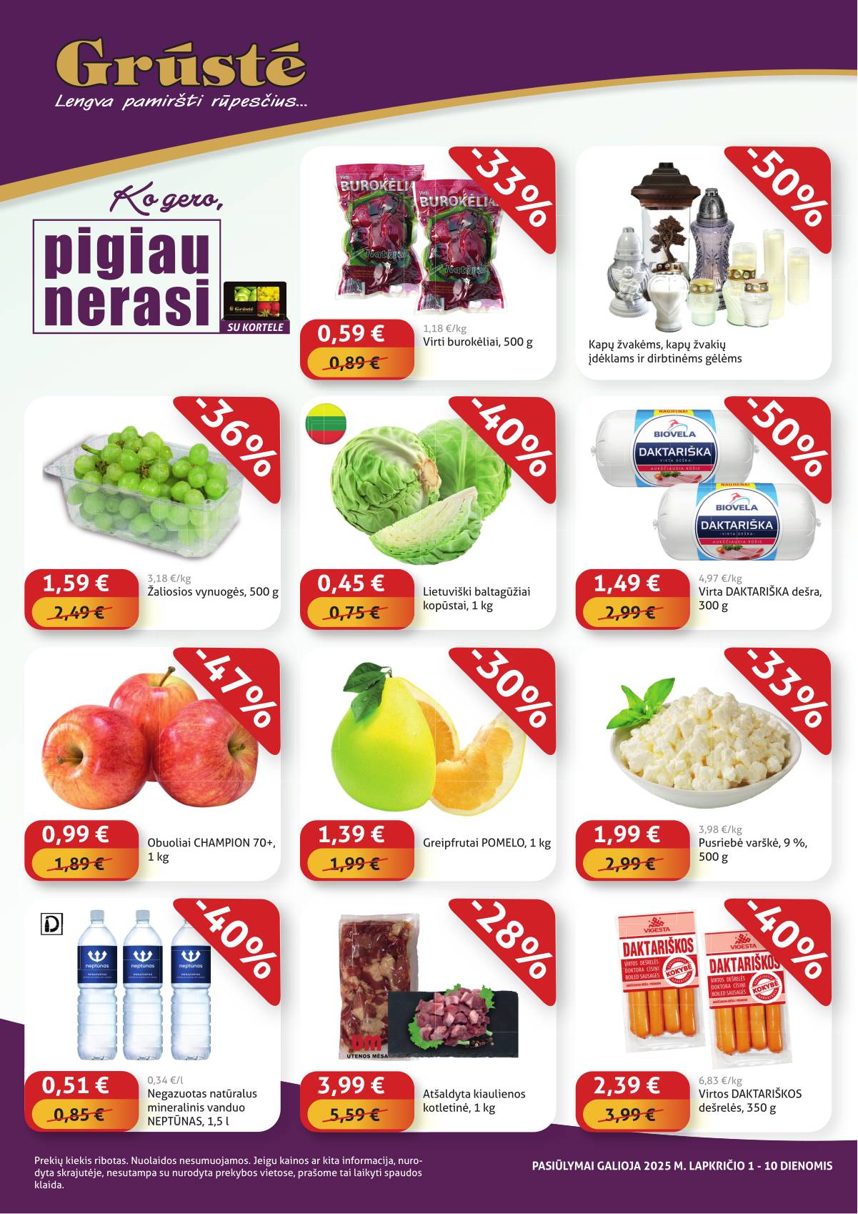 Grūstė - Grūstė Pigiau Nerasi akcijų leidinys | 2025-11-01 - 2025-11-10 1 puslapis