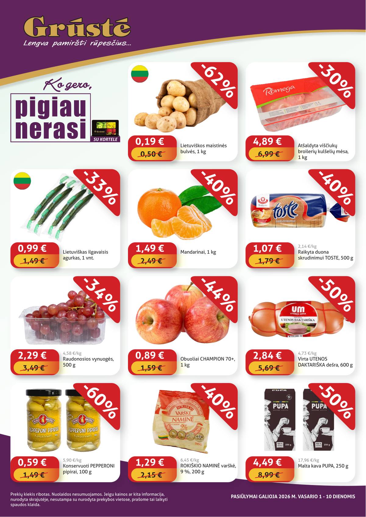 Grūstė - Grūstė, Pigiau Nerasi akcijų leidinys | 2026-02-01 - 2026-02-10 1 puslapis