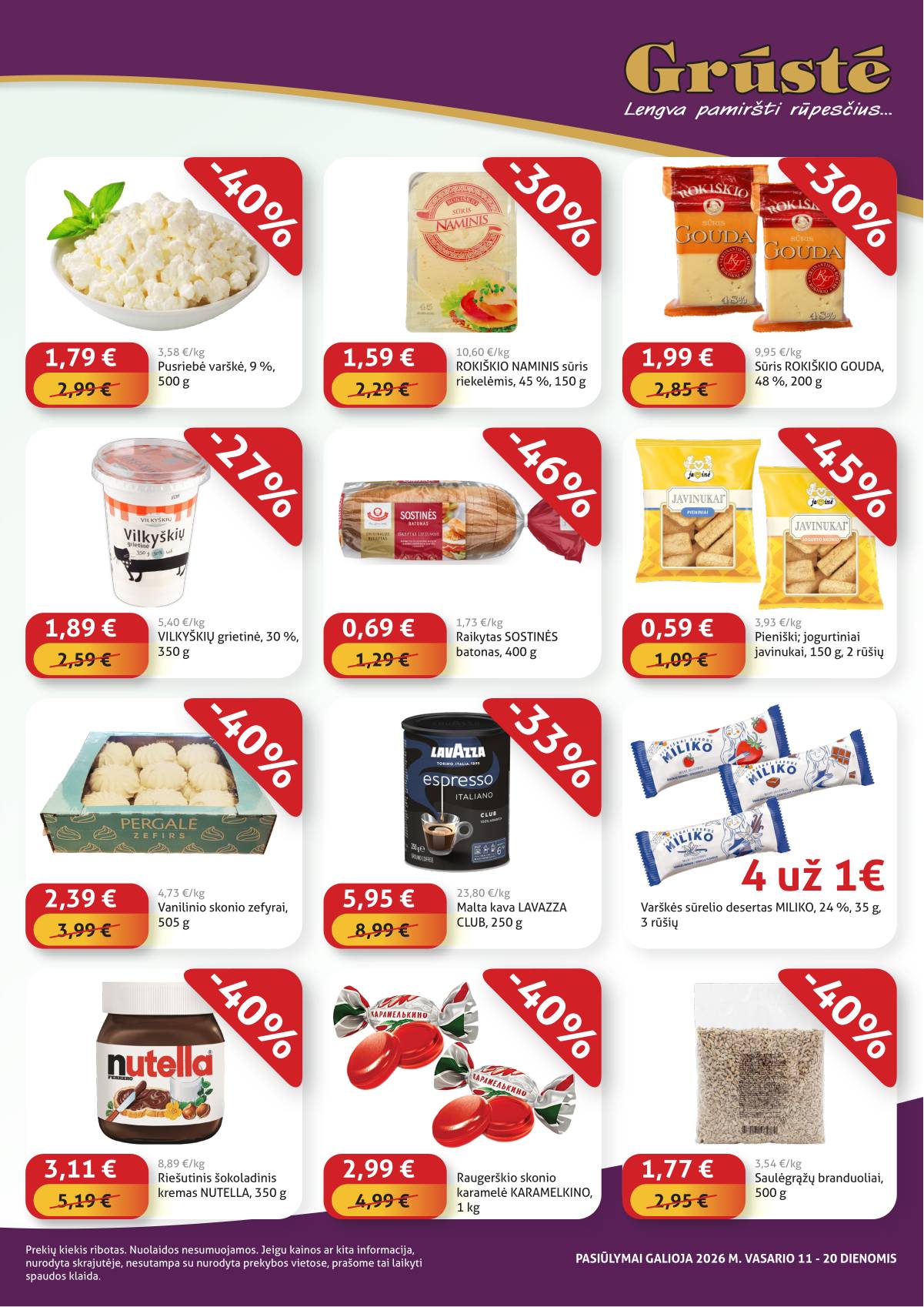 Grūstė - Grūstė Pigiau Nerasi akcijų leidinys 2026-02-11 - 2026-02-20 3 puslapis