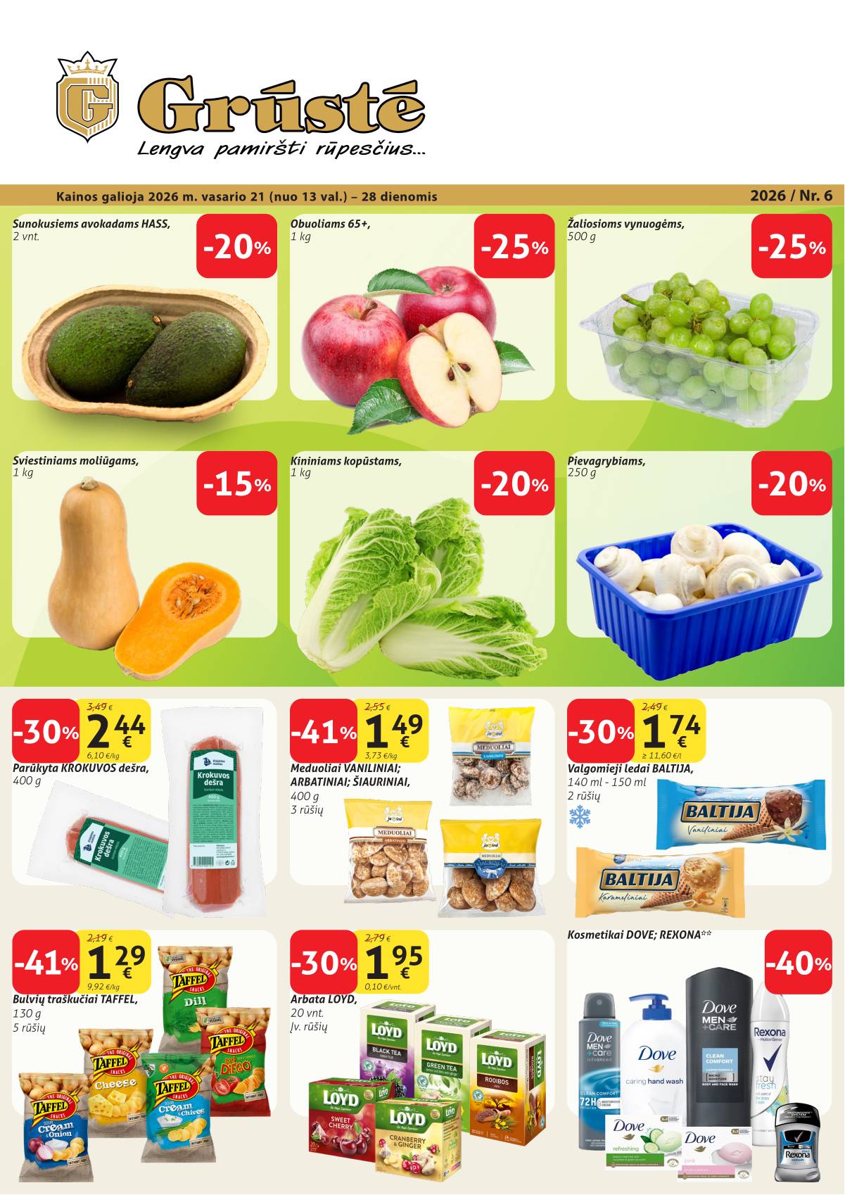 Grūstė - Grūstė akcijų Leidinys Nr. 6 2026.02.21 - 02.28 1 puslapis