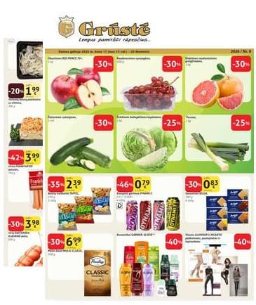 Grūstė - Grūstė akcijų leidinys | 2026-03-11 - 2026-03-30 2026-03-11 – 2026-03-30