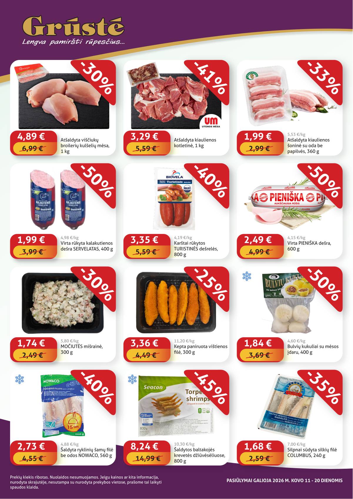 Grūstė - Grūstė akcijų leidinys "Pigiau Nerasi" 2026-03-11 - 2026-03-30 2 puslapis