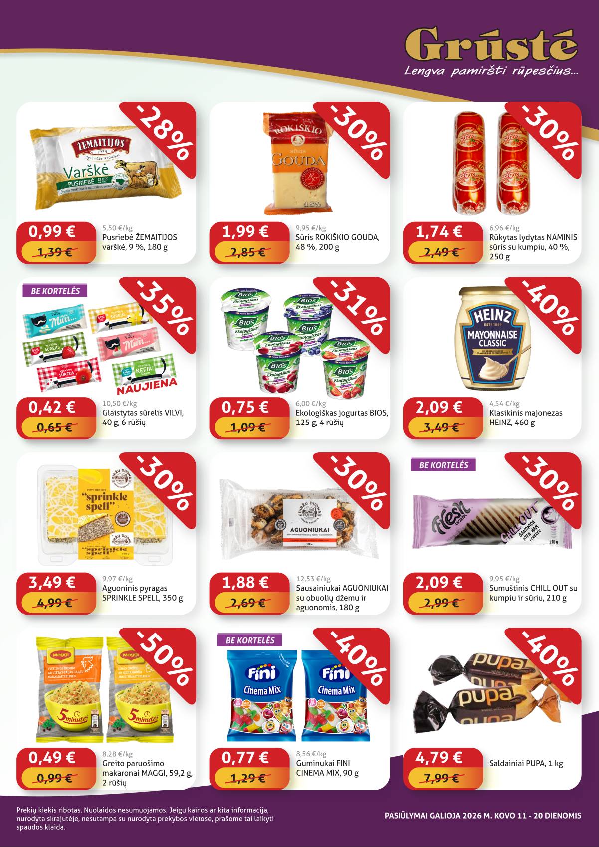 Grūstė - Grūstė akcijų leidinys "Pigiau Nerasi" 2026-03-11 - 2026-03-30 3 puslapis
