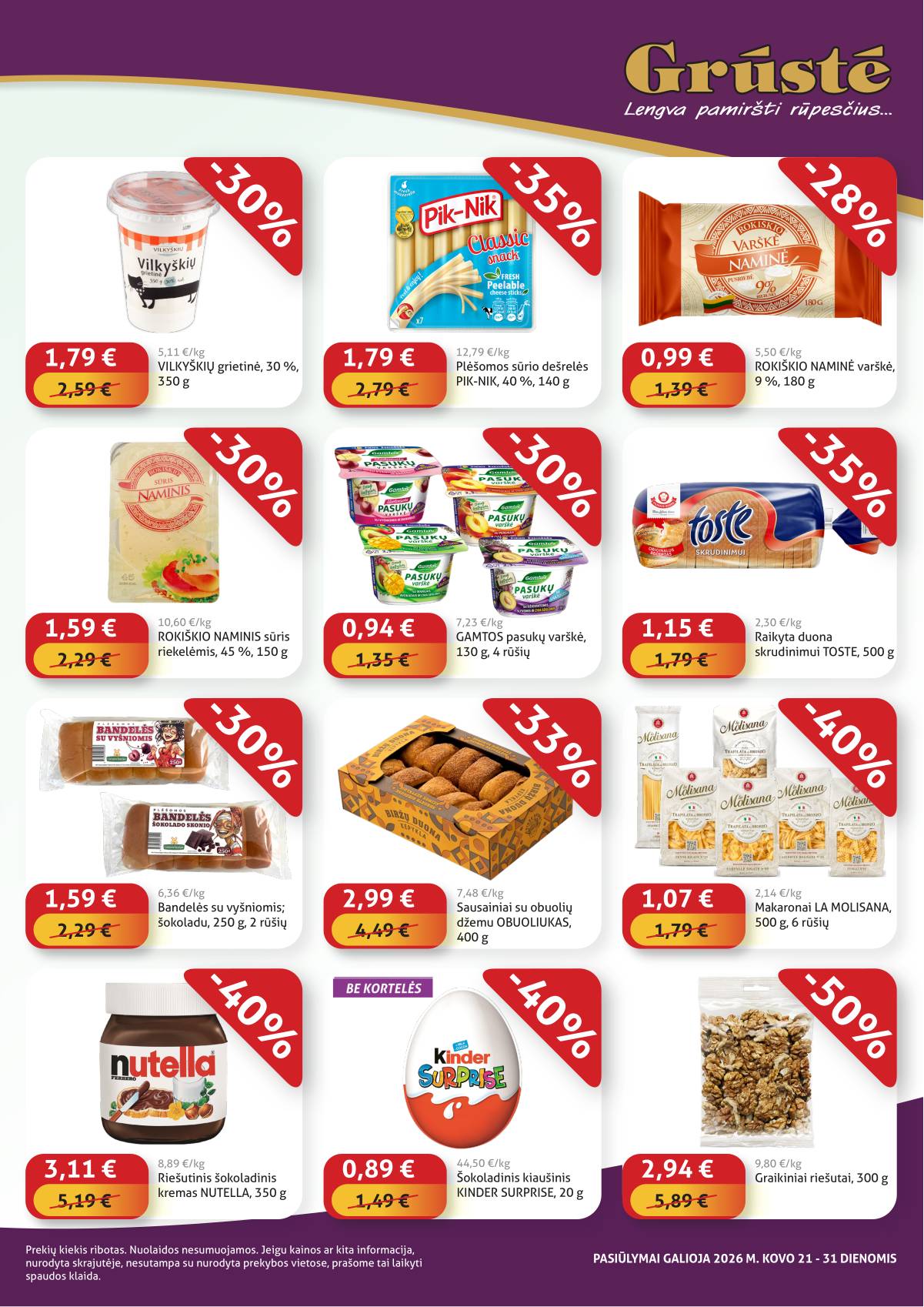 Grūstė - Grūstė "Pigiau Nerasi" akcijų leidinys | 2026.03.21- 2026.03.31 3 puslapis