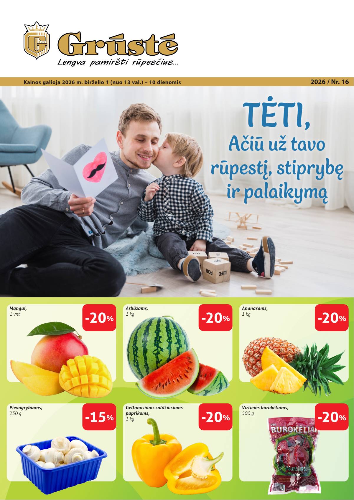Grūstė - Grūste akcijų leidinys Nr. 16 | 2026-06-01 - 2026-06-10 1 puslapis