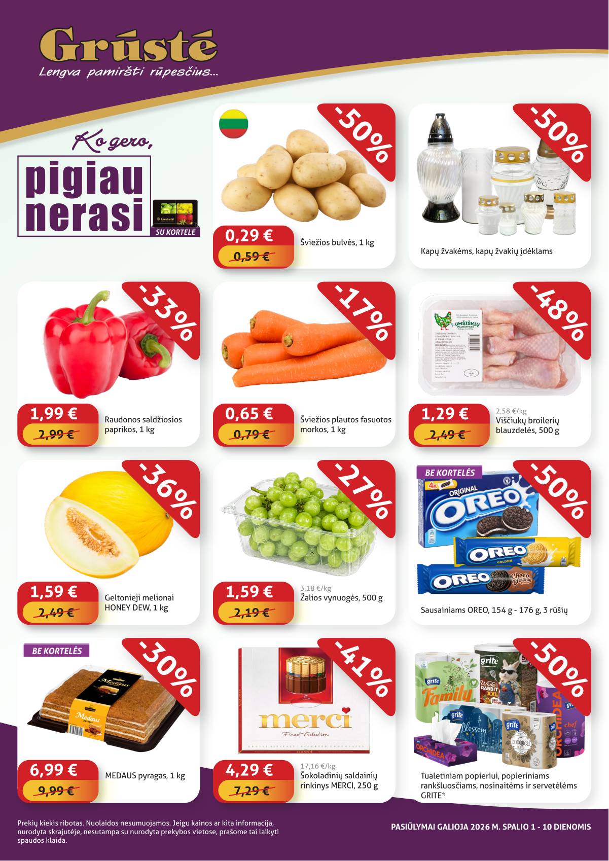 Grūstė - Pigiau Nerasi 2026.10.01-10.10 1 puslapis
