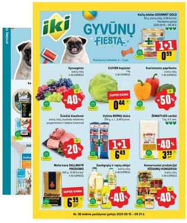 Iki - IKI savaitinis akcijų leidinys „Gyvūnų fiesta" 2025-09-15 – 2025-09-21