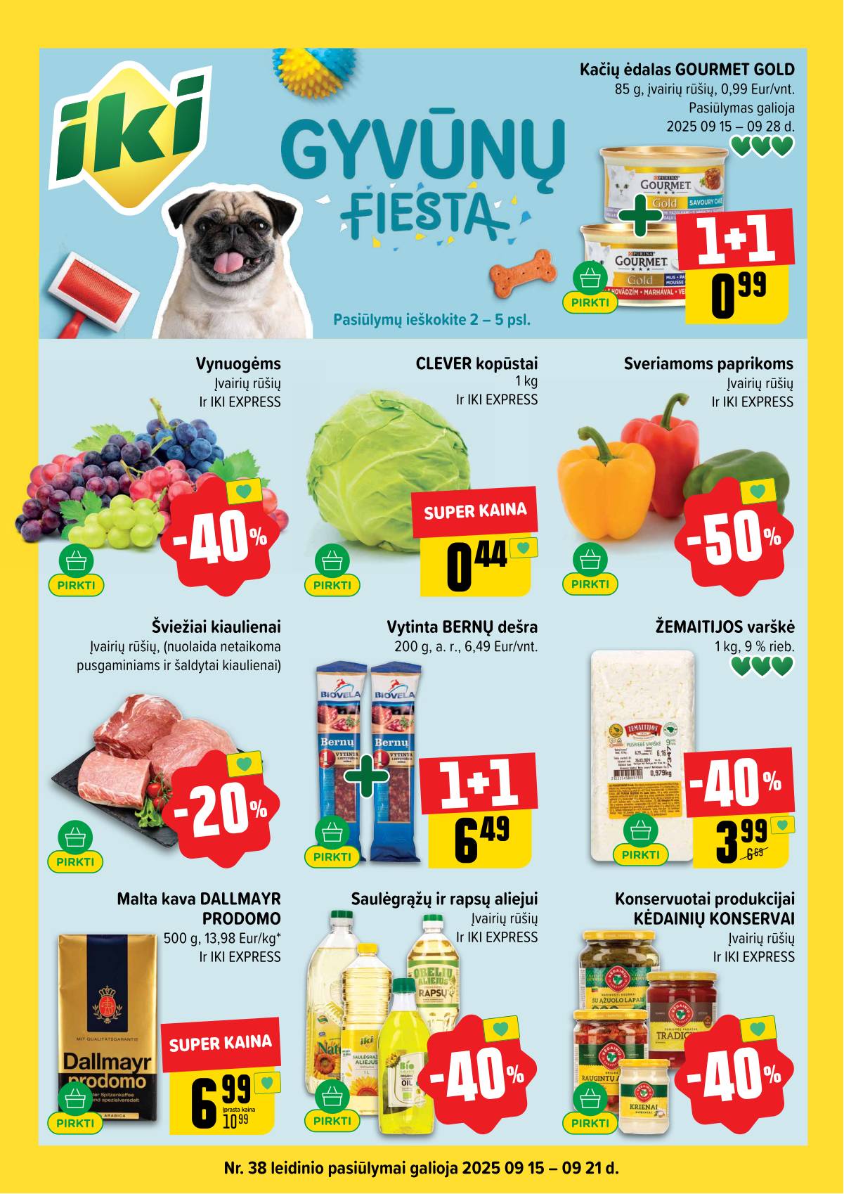 Iki - IKI savaitinis akcijų leidinys „Gyvūnų fiesta" 1 puslapis