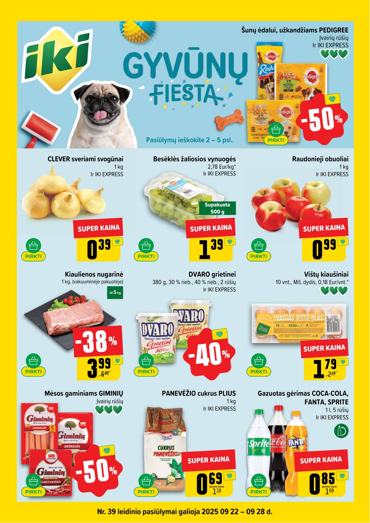 Iki - IKI savaitinis akcijų leidinys „Gyvūnų fiesta" 1 puslapis