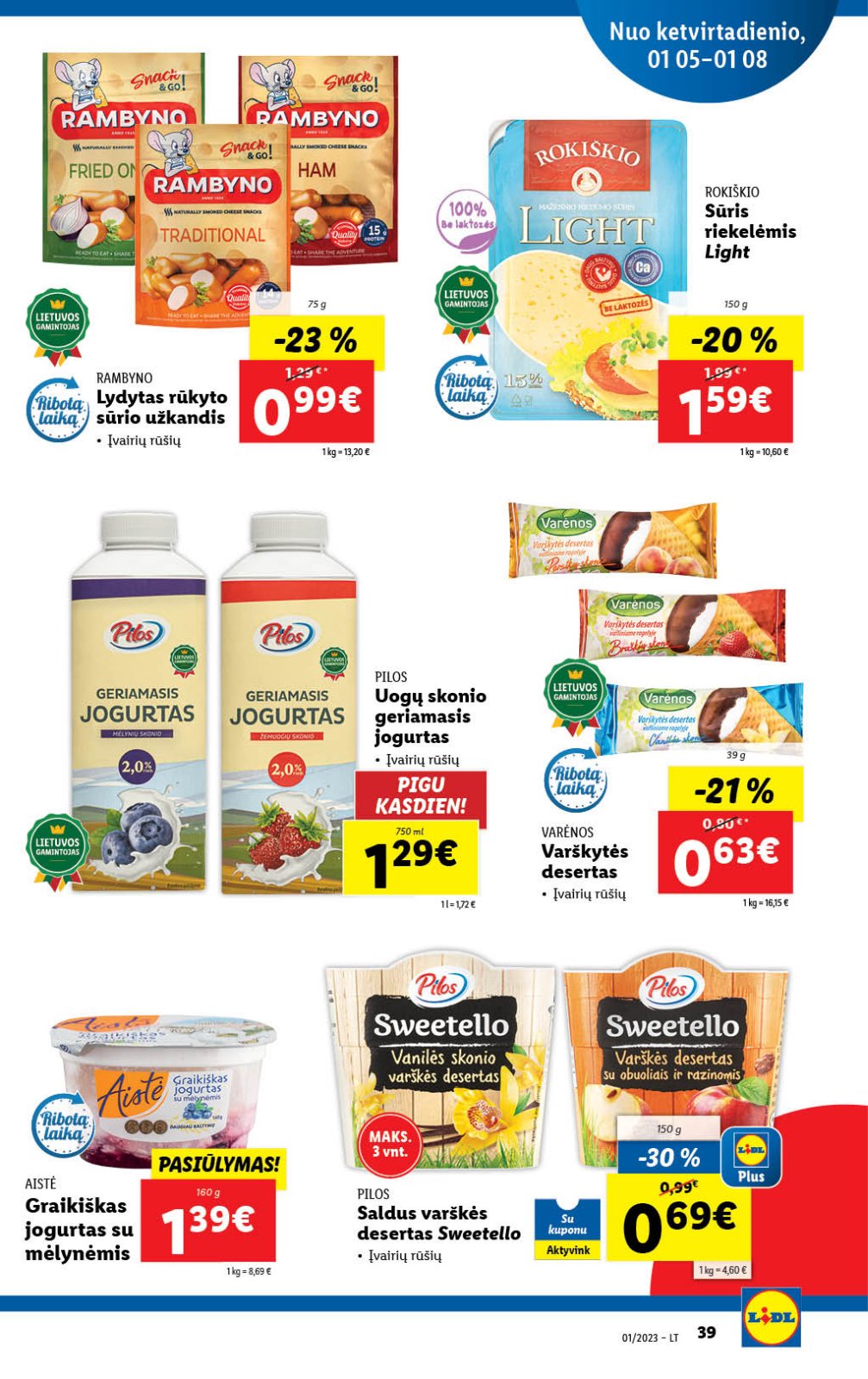 Lidl 'MAISTO PREKIŲ PASIŪLYMAI' 39 puslapis