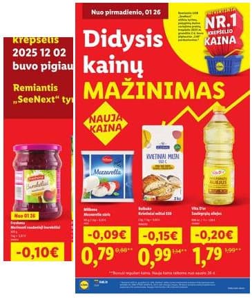 Lidl - Didysis kainų mažinimas 2026-01-05 – 2026-02-22