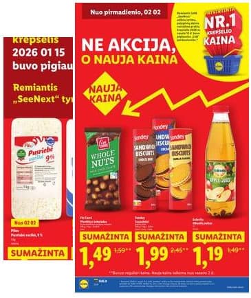 Lidl - Didysis kainų mažinimas 2026-01-05 – 2026-02-22
