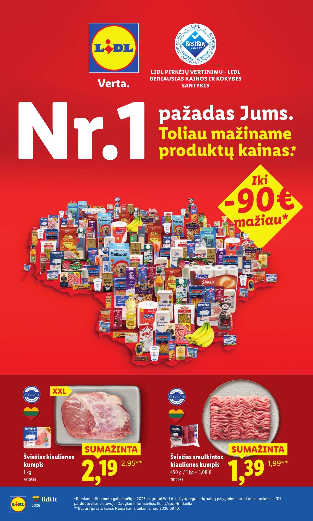 Lidl - Toliau mažiname produktų kainas.* 1 puslapis