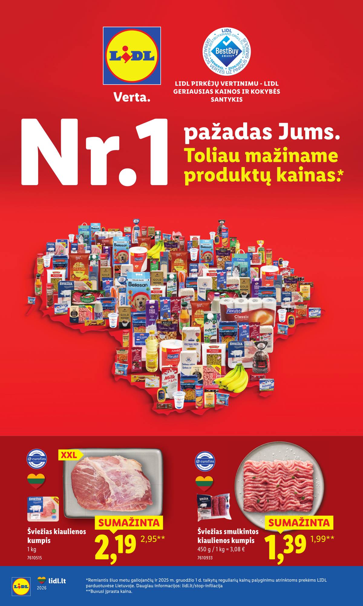 Lidl - Toliau mažiname produktų kainas.* 1 puslapis
