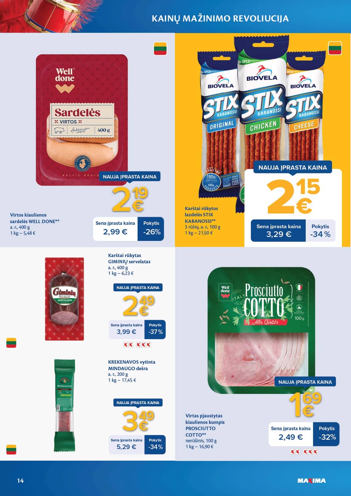 Maxima - Maxima nuolaidų leidinys "Kainų mažinimo revoliucija" | 2026-04-07 - 2026-05-04 14 puslapis