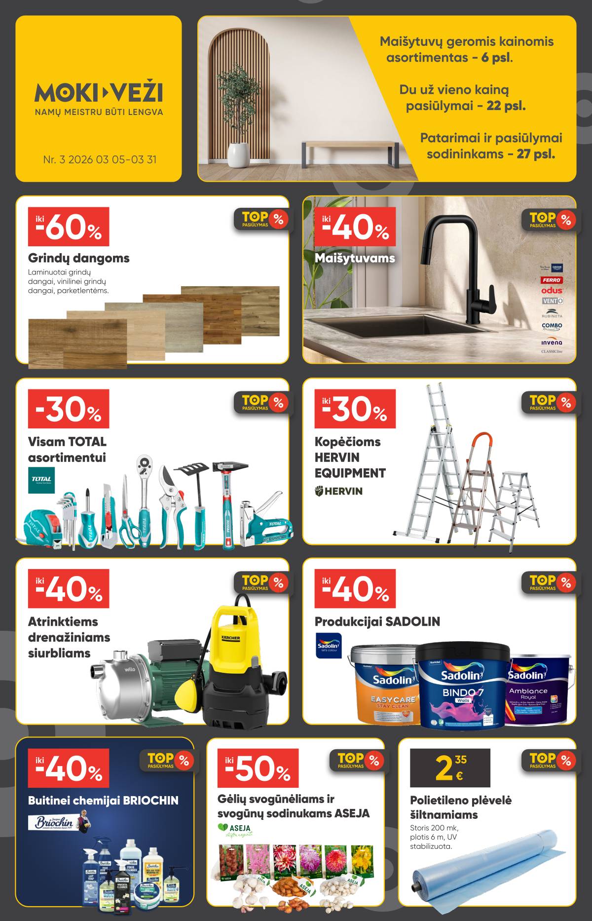 Moki-Veži - Moki-veži akcijų leidinys | 2026-03-05 - 2026-03-31 1 puslapis