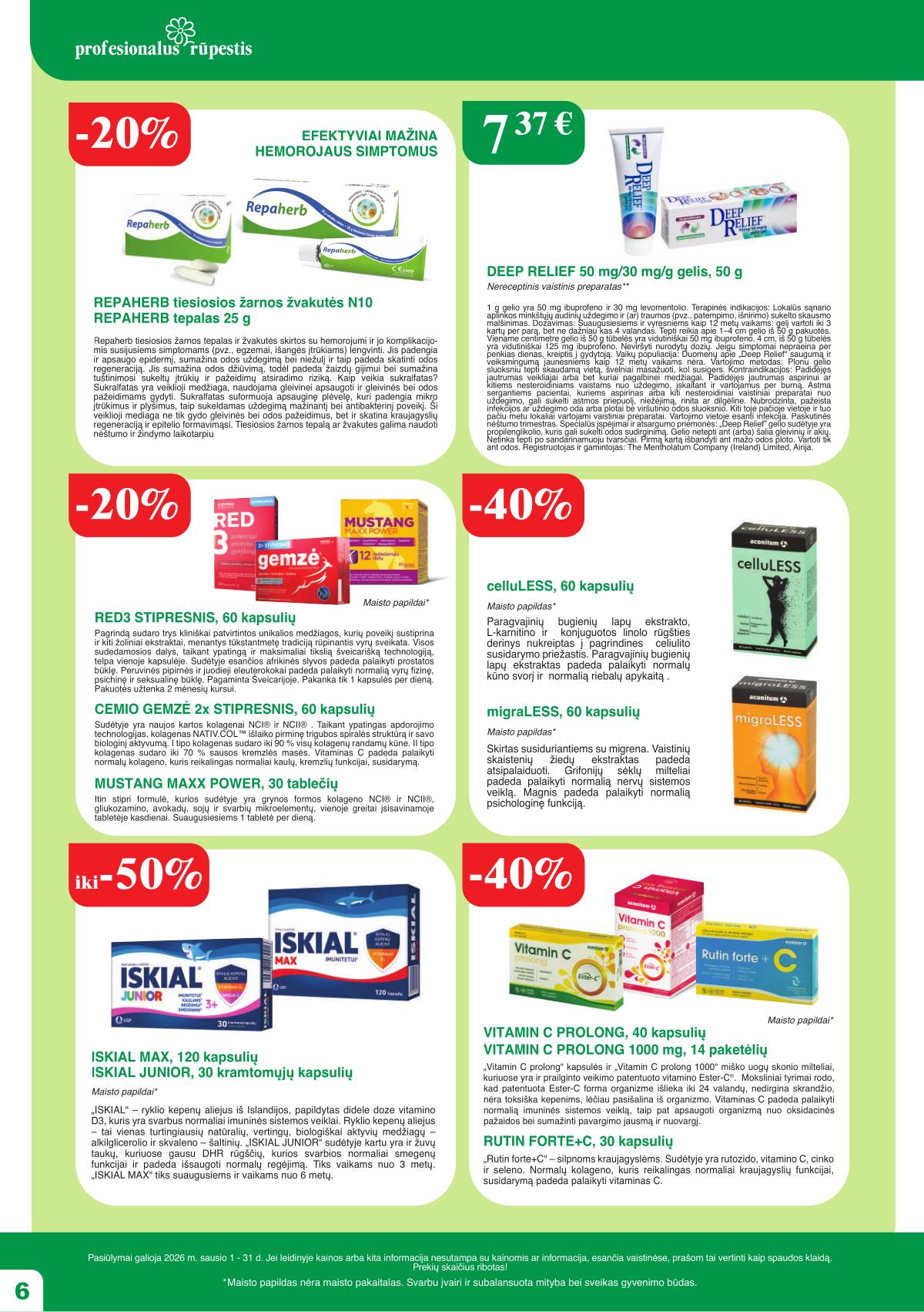 Ramunėlės vaistinė - Ramunėlės vaistinės akcijų leidinys | 2026-01-01 - 2026-01-31 6 puslapis